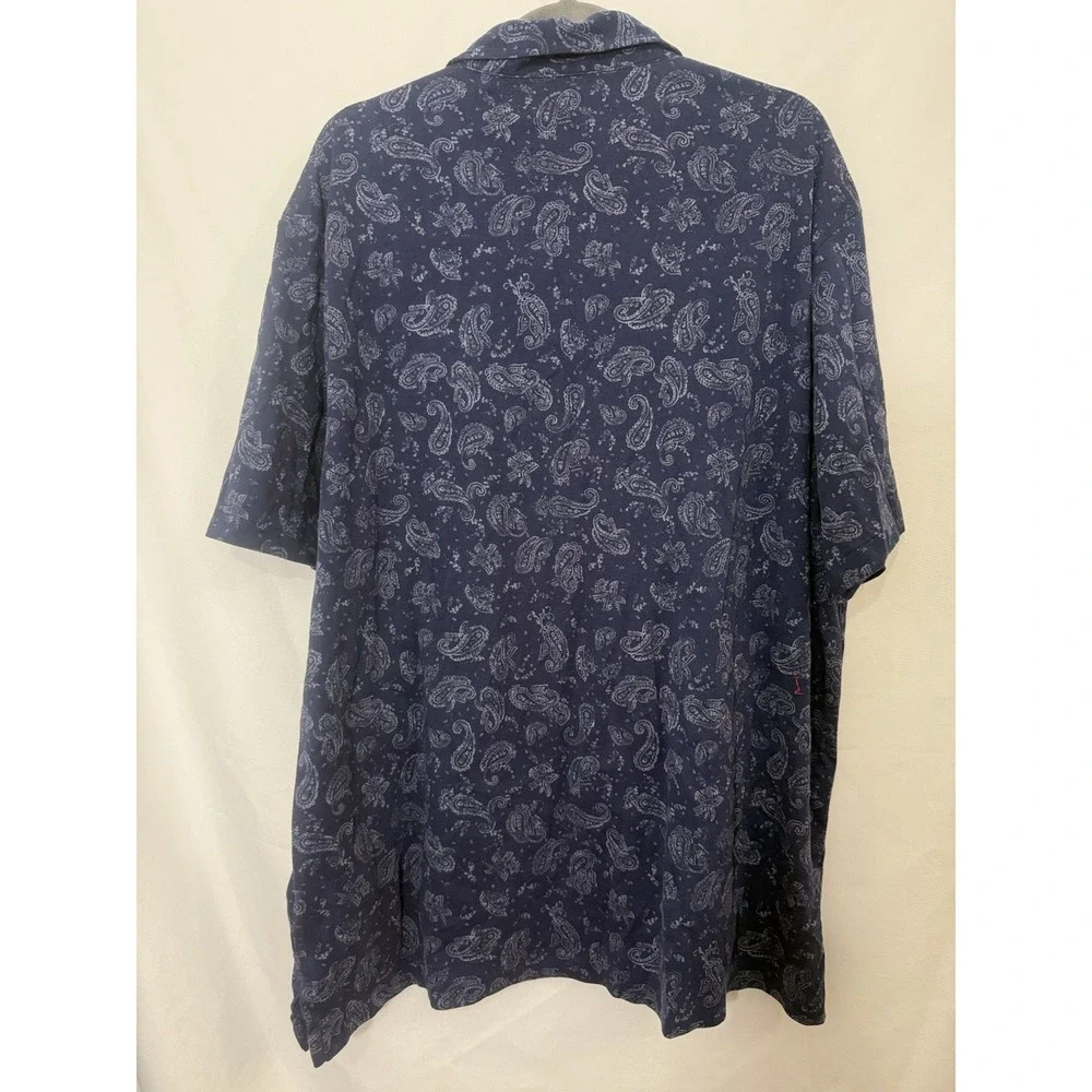 Polo Ralph Lauren Navy Paisley Print Cotton Short Sleeve Polo Shirt Mens XXL‎